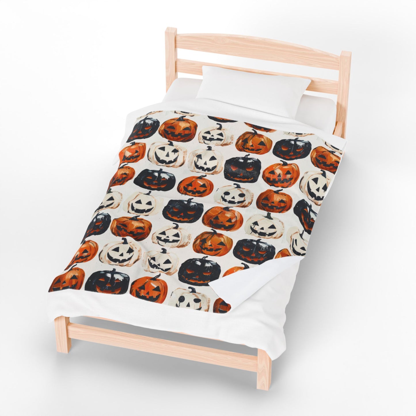 Painted Pumpkins Velveteen Plush Blanket, Cozy Halloween Throw, Soft Blanket for Fall, Cute Home Décor, Perfect Gift for Kids