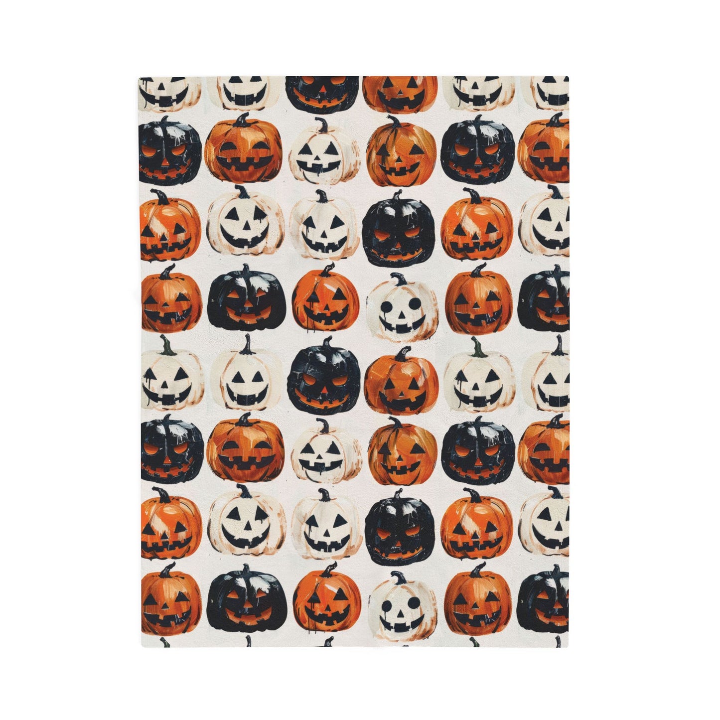 Painted Pumpkins Velveteen Plush Blanket, Cozy Halloween Throw, Soft Blanket for Fall, Cute Home Décor, Perfect Gift for Kids