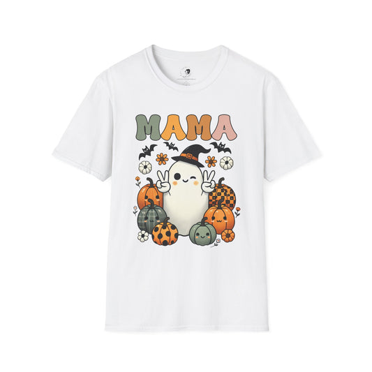 Mama with Ghost and Pumpkins - Mama Dearest Collection Unisex Softstyle Shirt