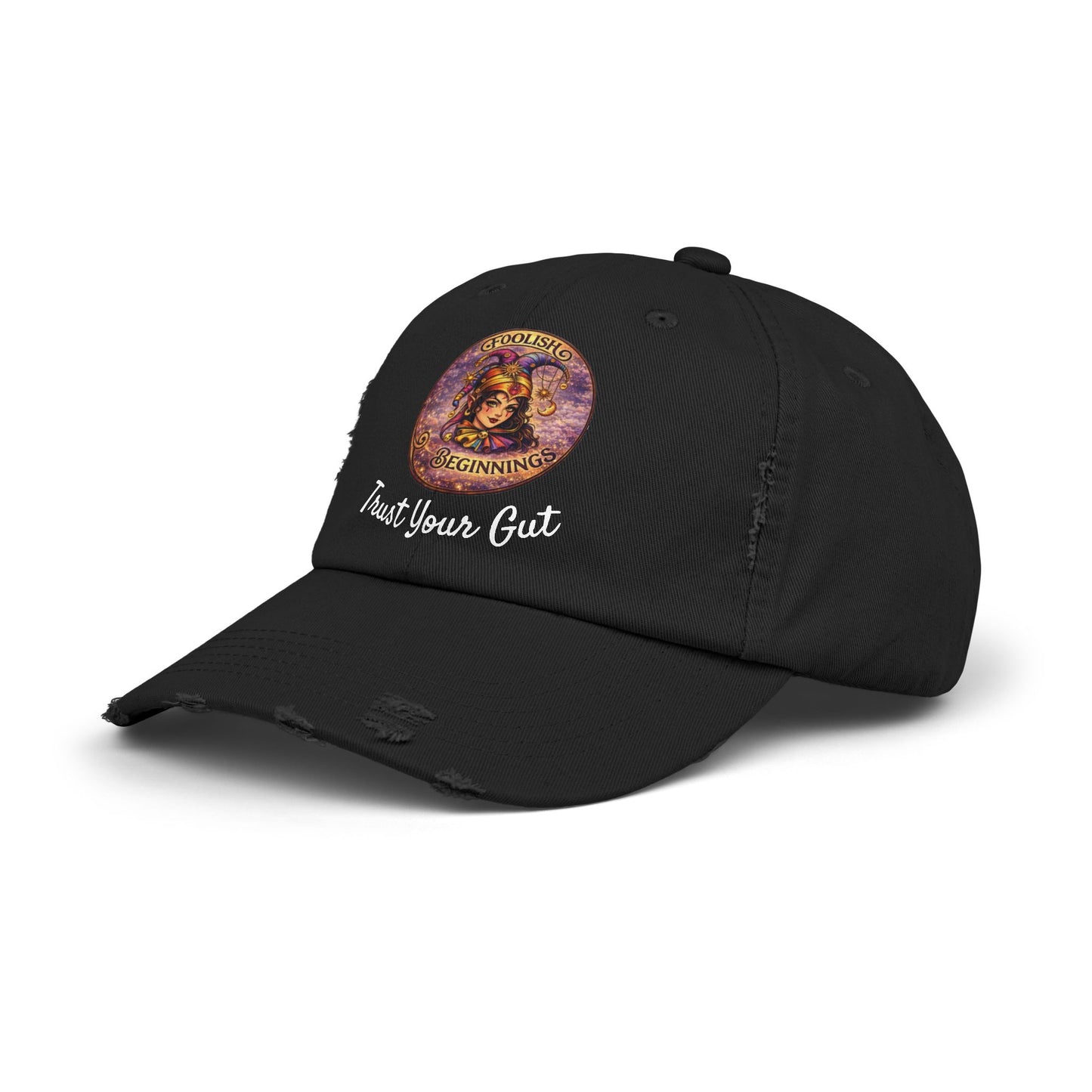 Unisex Distressed Cap - Foolish Beginnings "Trust Your Gut" Vintage Style