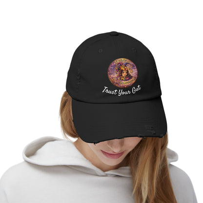 Unisex Distressed Cap - Foolish Beginnings "Trust Your Gut" Vintage Style