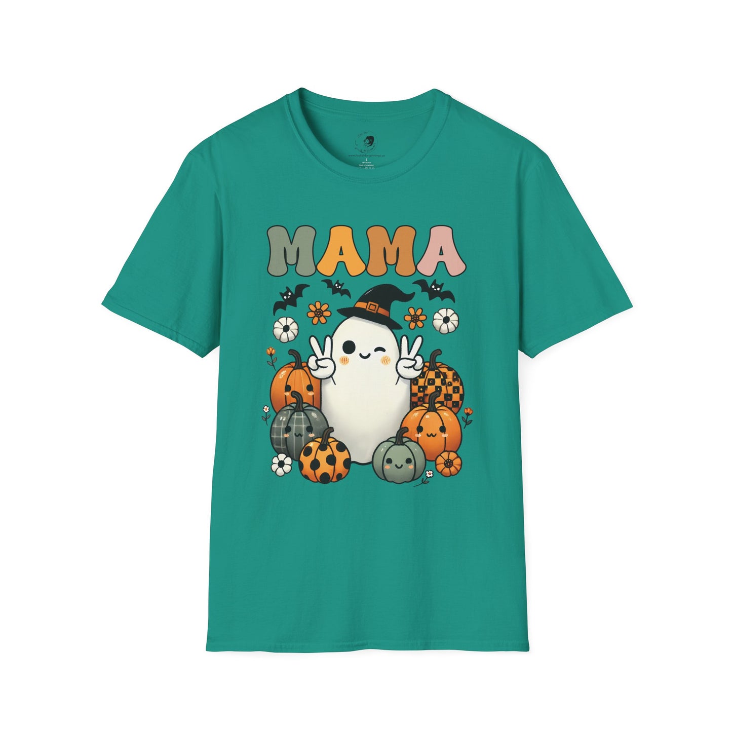 Mama with Ghost and Pumpkins - Mama Dearest Collection Unisex Softstyle Shirt
