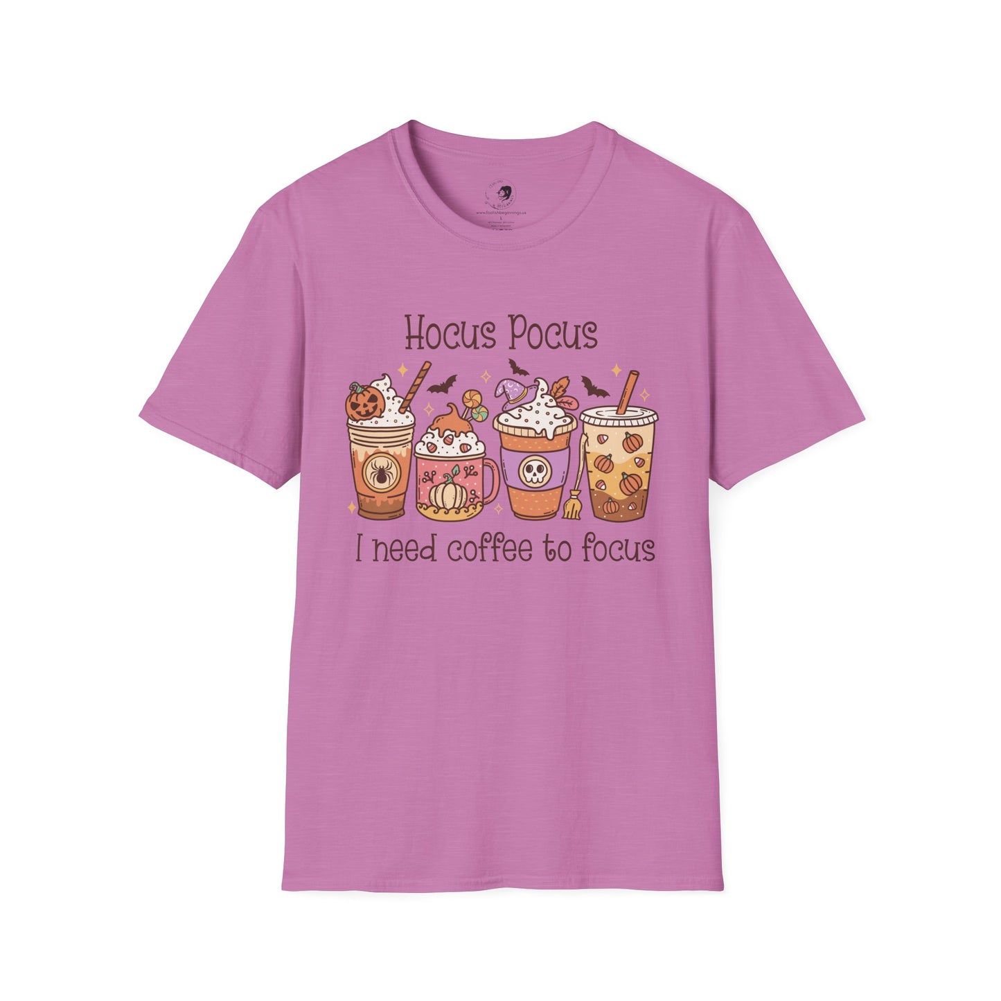 Hocus Pocus I Need COFFEE To Focus - Unisex Softstyle Shirt for the Soft Spookster