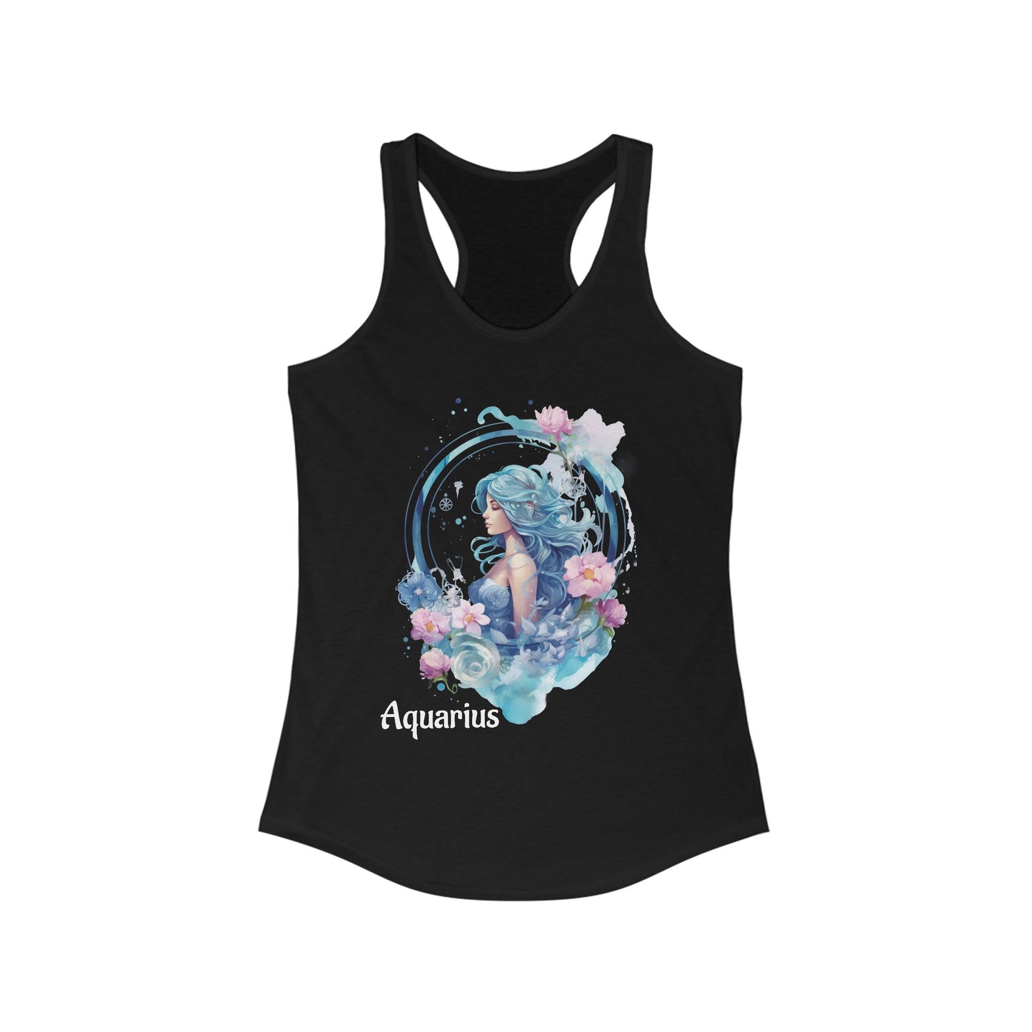 🌻 ♒ Floral AQUARIUS Watercolor Racerback Tank