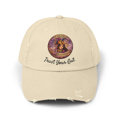 Unisex Distressed Cap - Foolish Beginnings "Trust Your Gut" Vintage Style