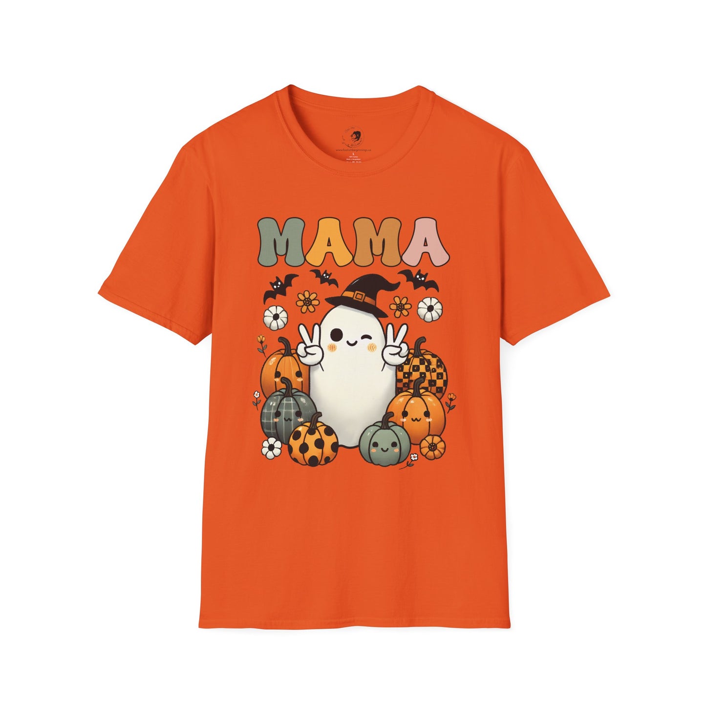 Mama with Ghost and Pumpkins - Mama Dearest Collection Unisex Softstyle Shirt