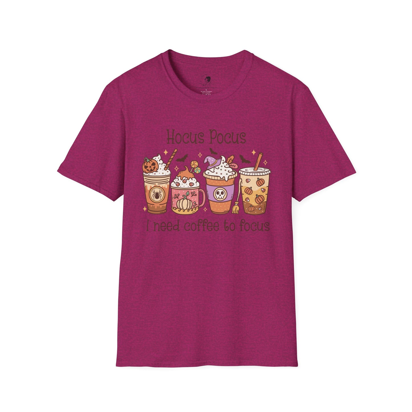 Hocus Pocus I Need COFFEE To Focus - Unisex Softstyle Shirt for the Soft Spookster