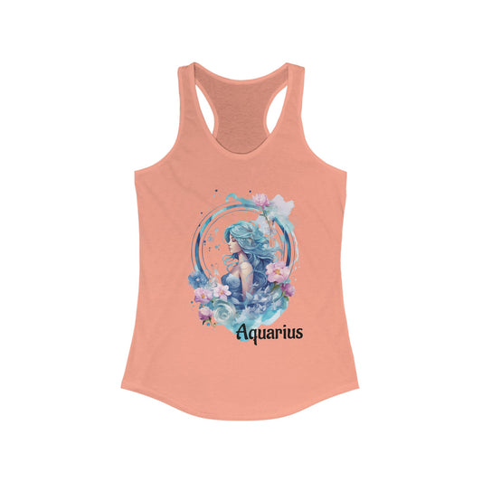 🌻 ♒ Floral AQUARIUS Watercolor Racerback Tank