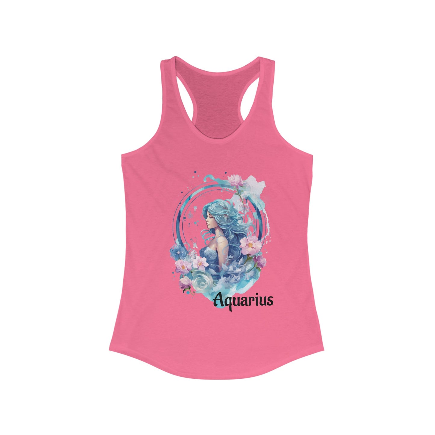 🌻 ♒ Floral AQUARIUS Watercolor Racerback Tank