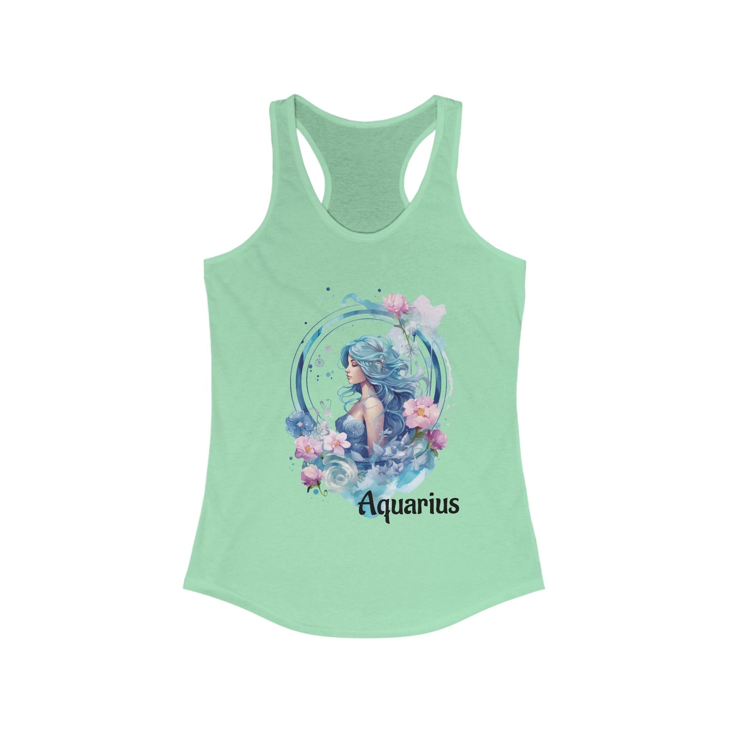 🌻 ♒ Floral AQUARIUS Watercolor Racerback Tank
