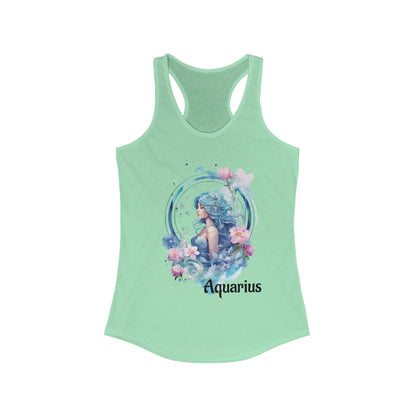 🌻 ♒ Floral AQUARIUS Watercolor Racerback Tank