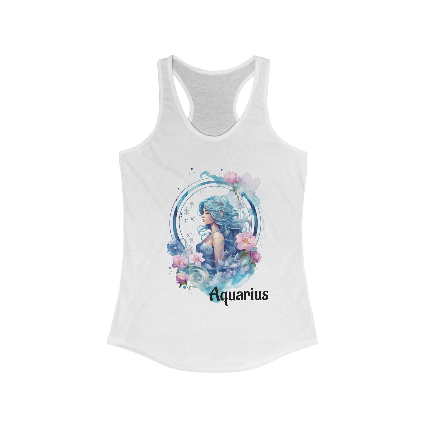 🌻 ♒ Floral AQUARIUS Watercolor Racerback Tank