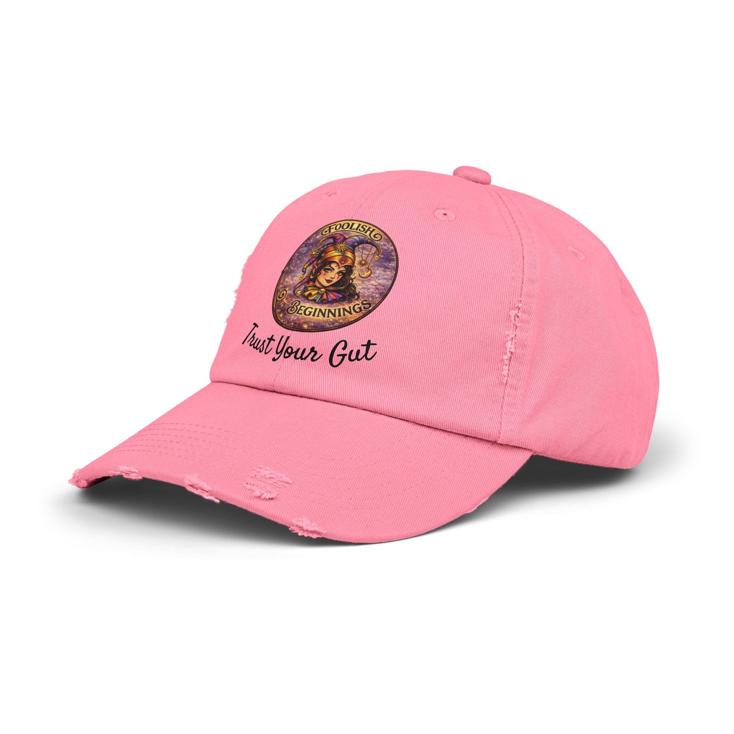 Unisex Distressed Cap - Foolish Beginnings "Trust Your Gut" Vintage Style