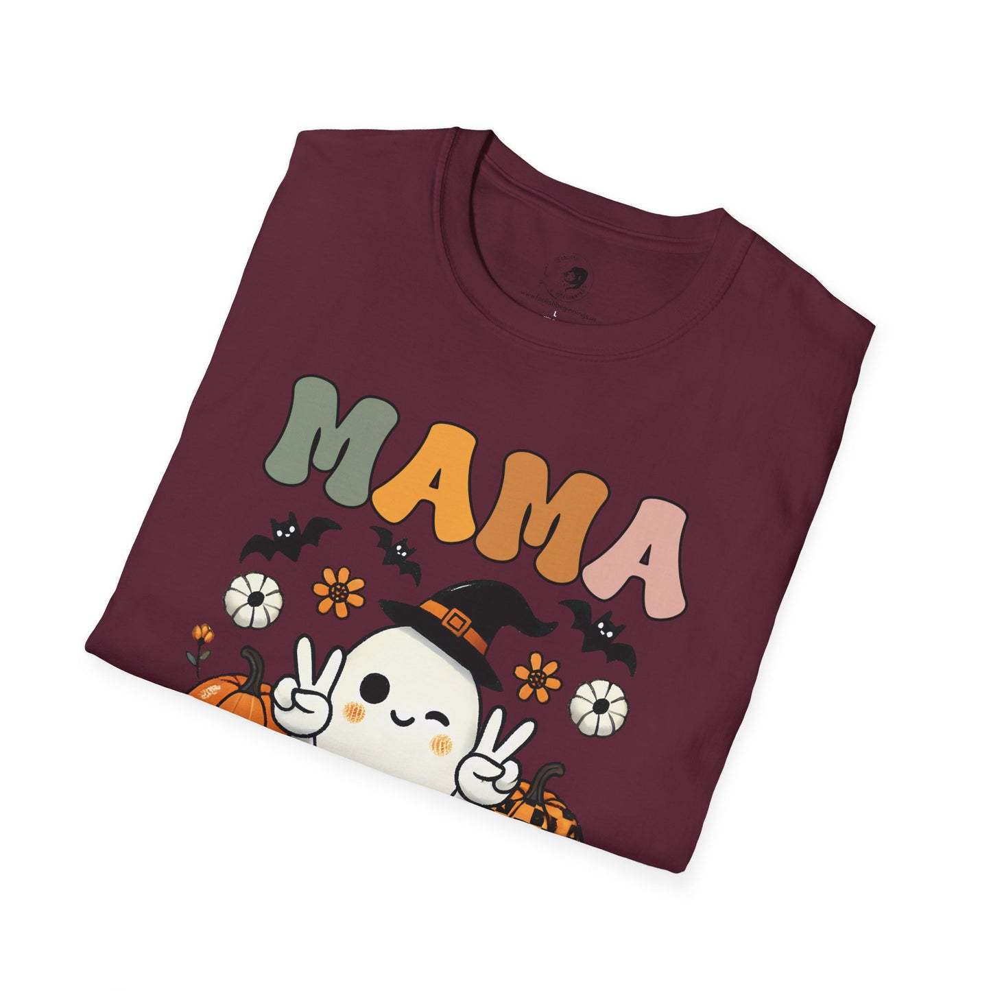 Mama with Ghost and Pumpkins - Mama Dearest Collection Unisex Softstyle Shirt