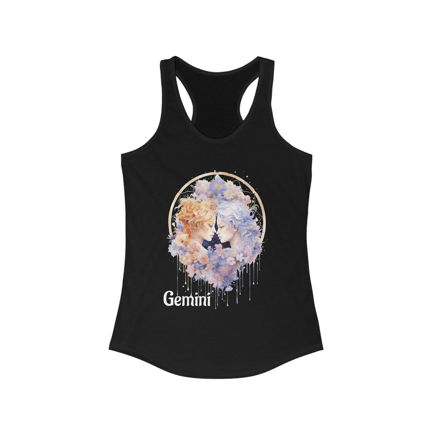 🌼 ♊  Floral GEMINI Watercolor Racerback Tank