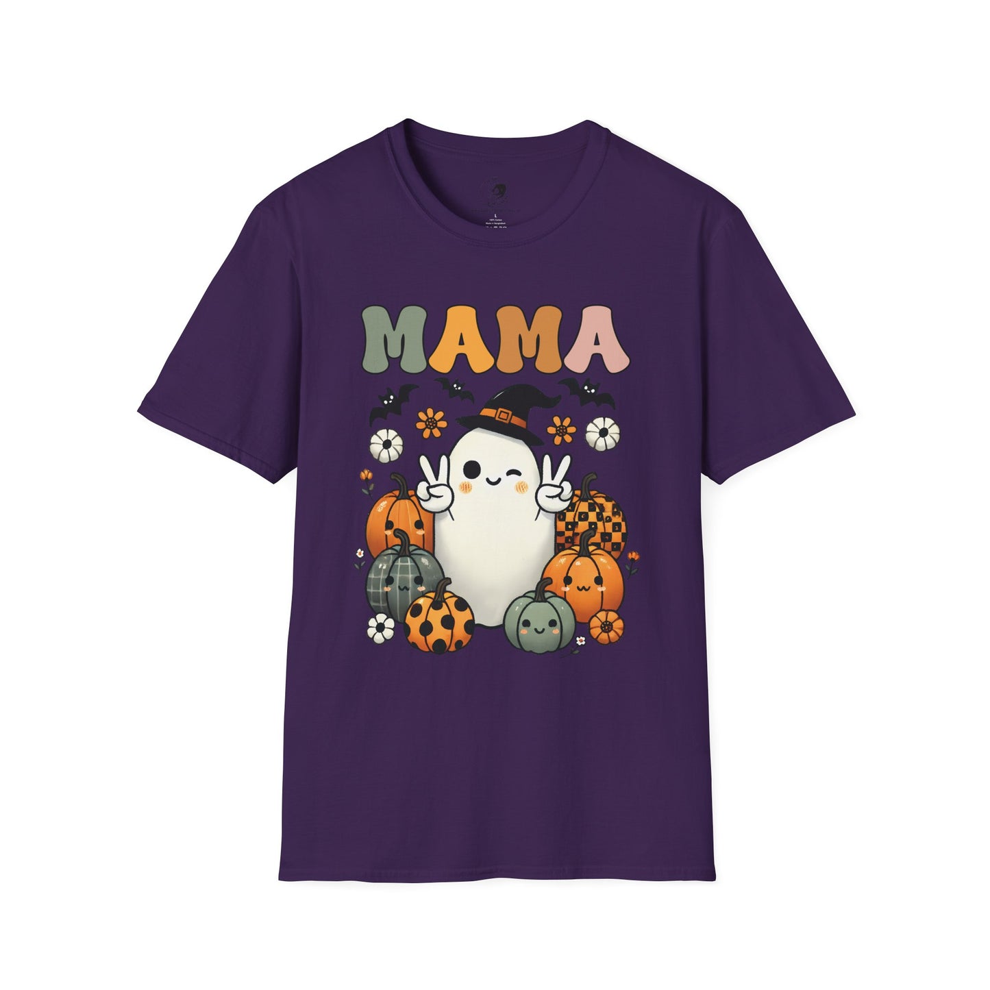 Mama with Ghost and Pumpkins - Mama Dearest Collection Unisex Softstyle Shirt