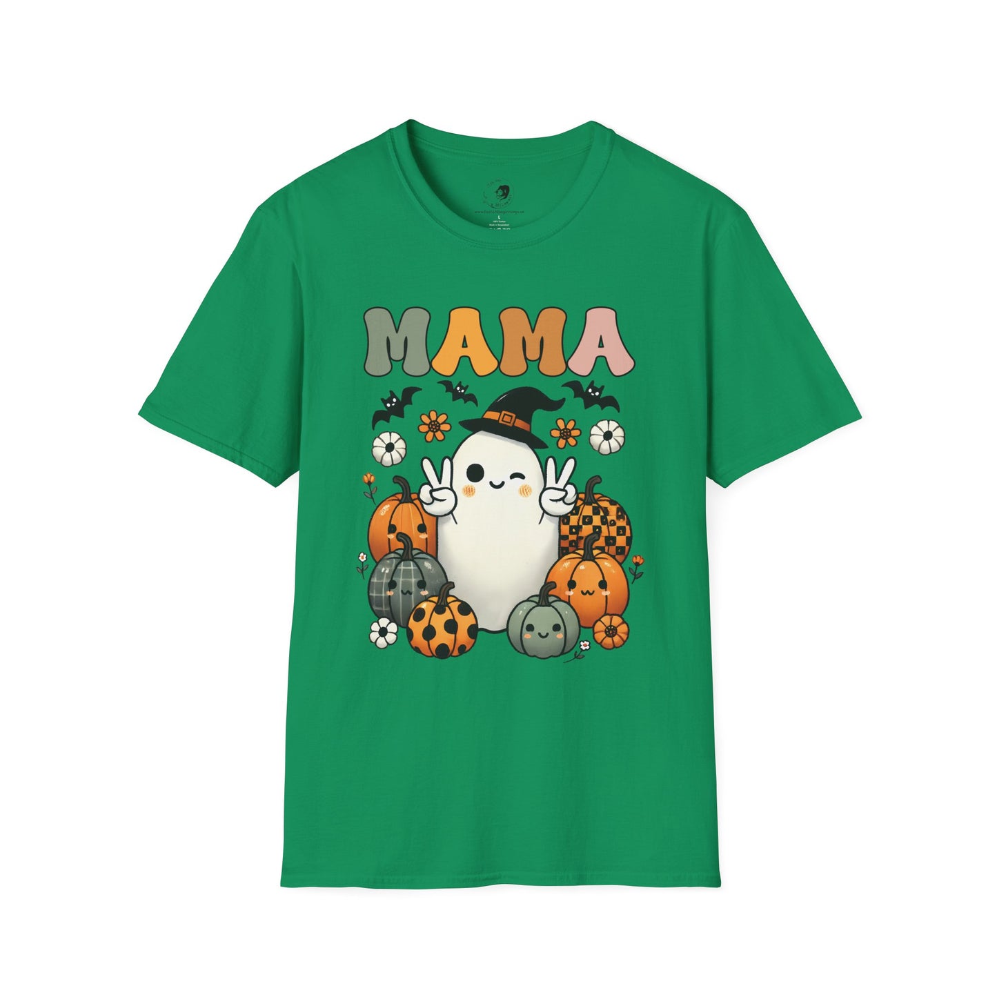Mama with Ghost and Pumpkins - Mama Dearest Collection Unisex Softstyle Shirt