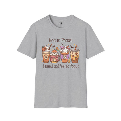 Hocus Pocus I Need COFFEE To Focus - Unisex Softstyle Shirt for the Soft Spookster