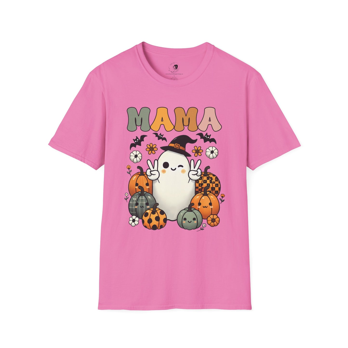 Mama with Ghost and Pumpkins - Mama Dearest Collection Unisex Softstyle Shirt