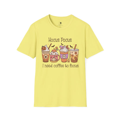 Hocus Pocus I Need COFFEE To Focus - Unisex Softstyle Shirt for the Soft Spookster