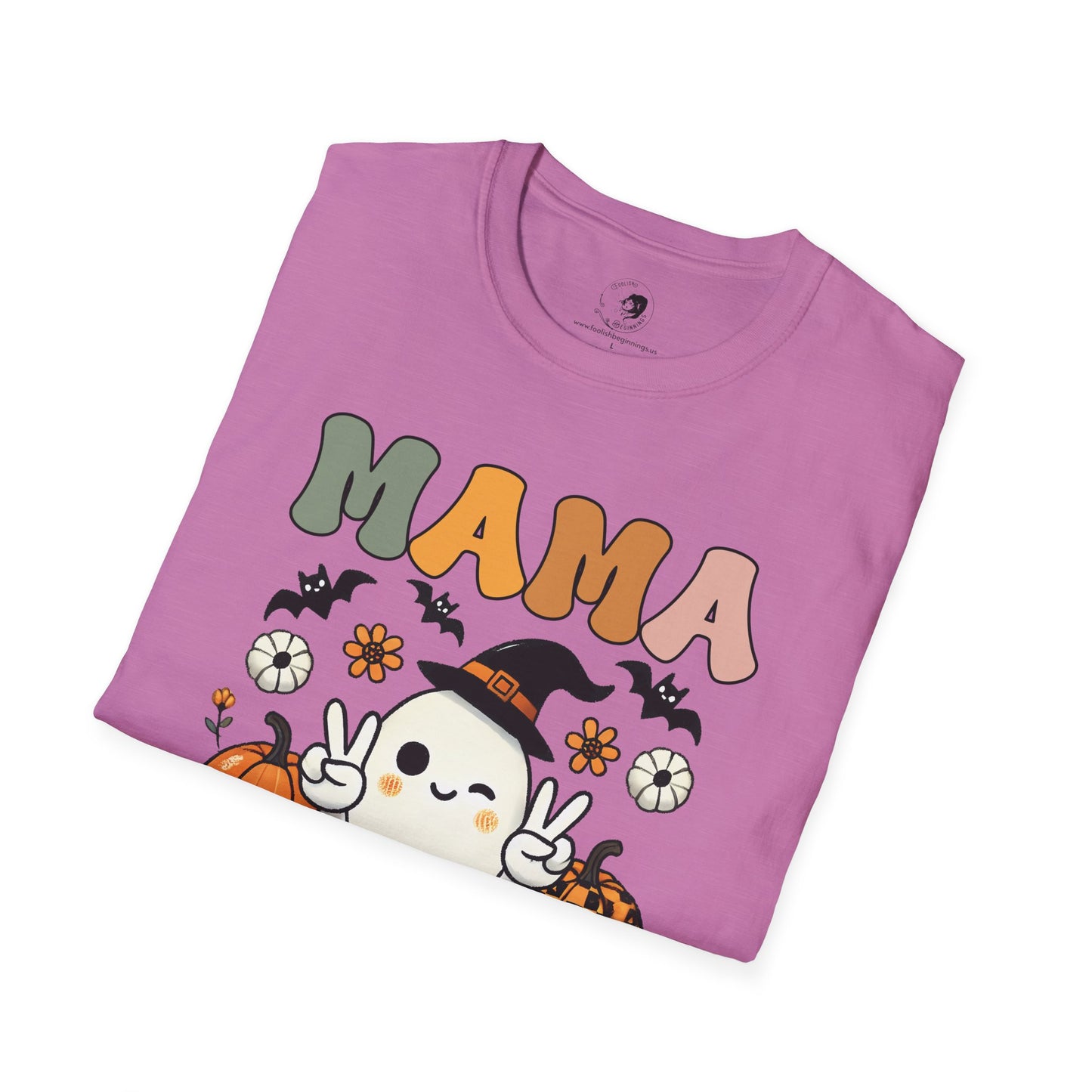 Mama with Ghost and Pumpkins - Mama Dearest Collection Unisex Softstyle Shirt