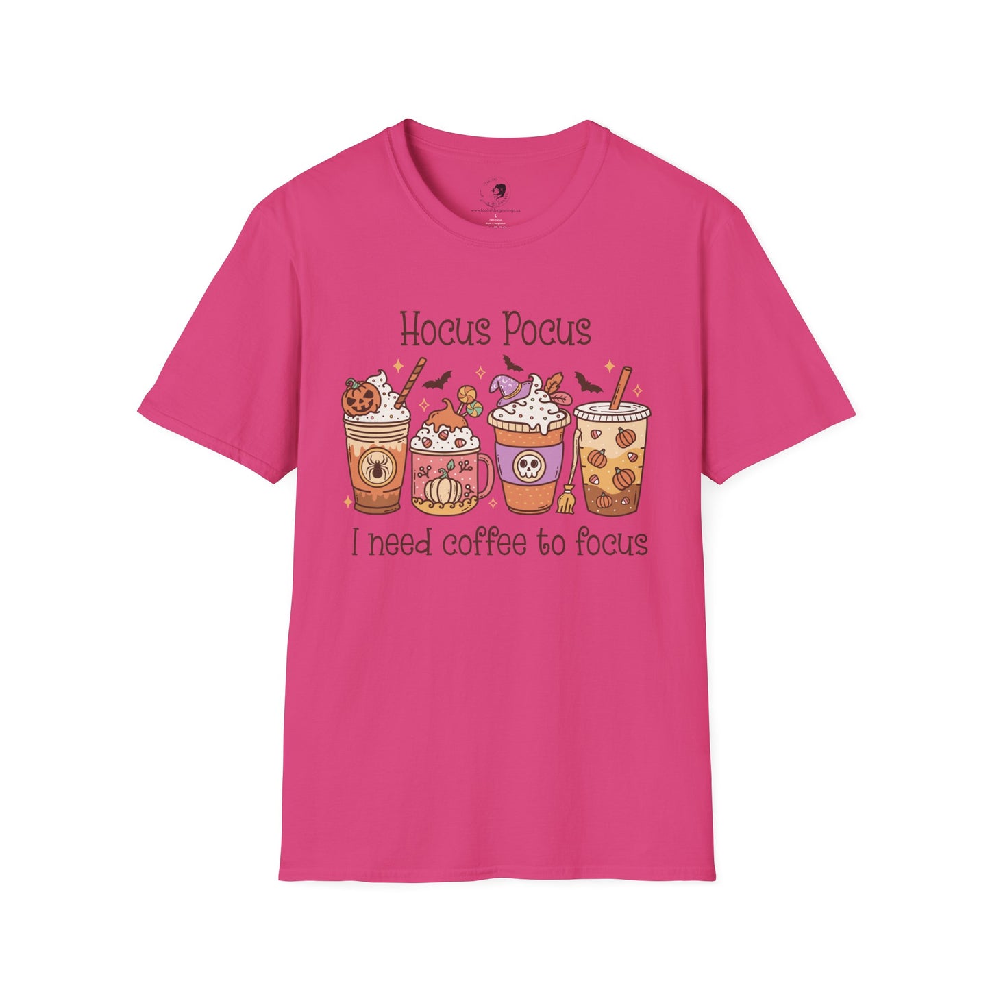Hocus Pocus I Need COFFEE To Focus - Unisex Softstyle Shirt for the Soft Spookster