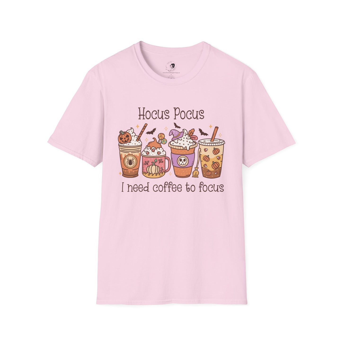 Hocus Pocus I Need COFFEE To Focus - Unisex Softstyle Shirt for the Soft Spookster