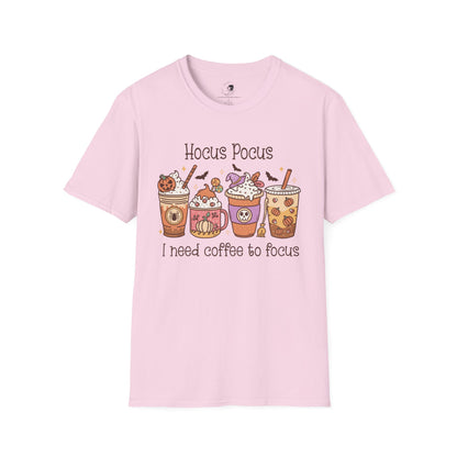 Hocus Pocus I Need COFFEE To Focus - Unisex Softstyle Shirt for the Soft Spookster