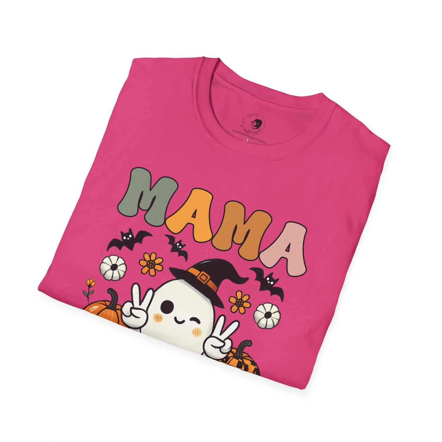 Mama with Ghost and Pumpkins - Mama Dearest Collection Unisex Softstyle Shirt