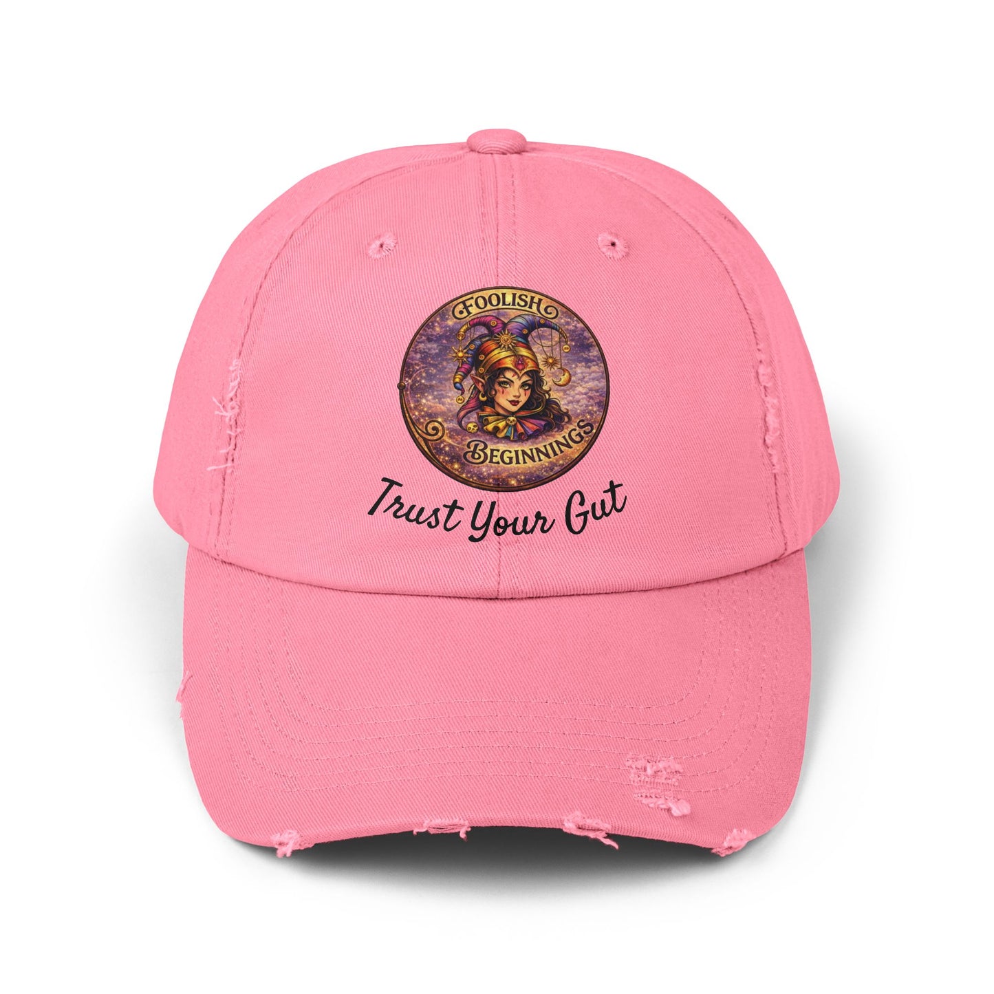Unisex Distressed Cap - Foolish Beginnings "Trust Your Gut" Vintage Style