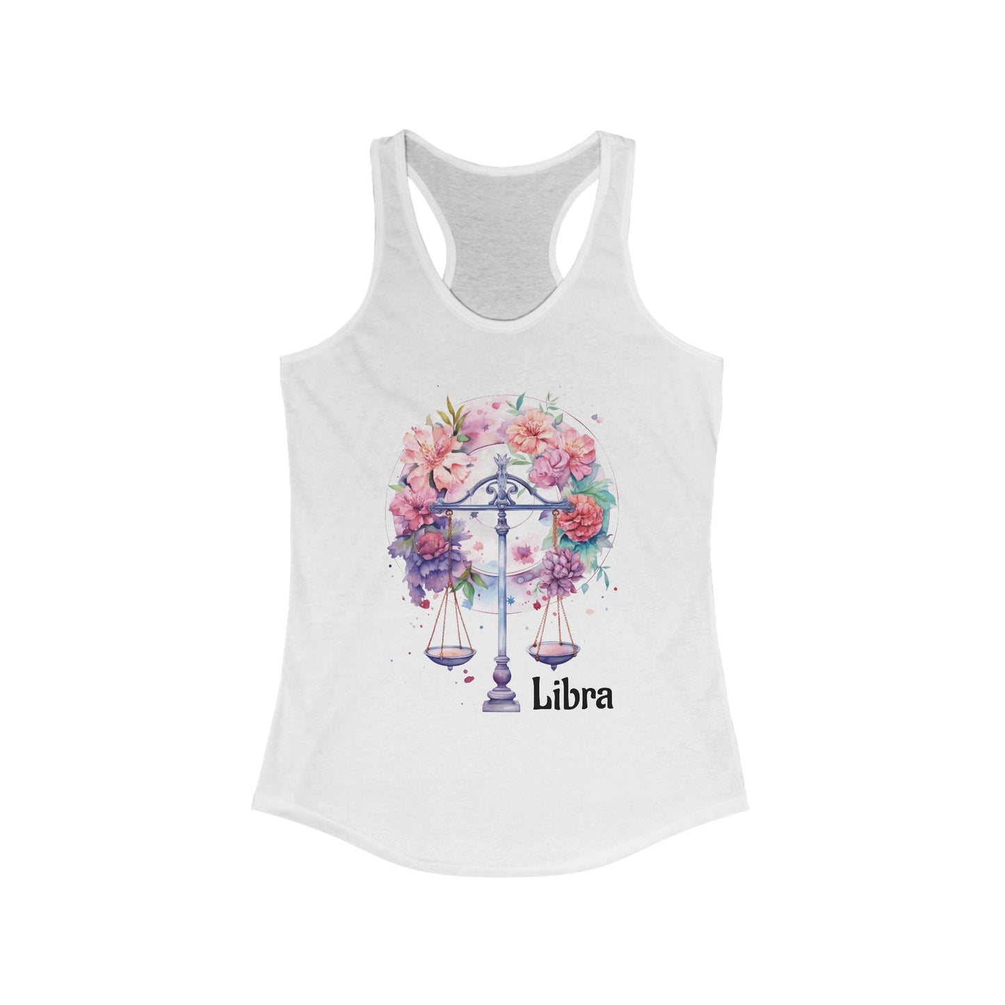 🌻  ♎  Floral LIBRA Watercolor Racerback Tank