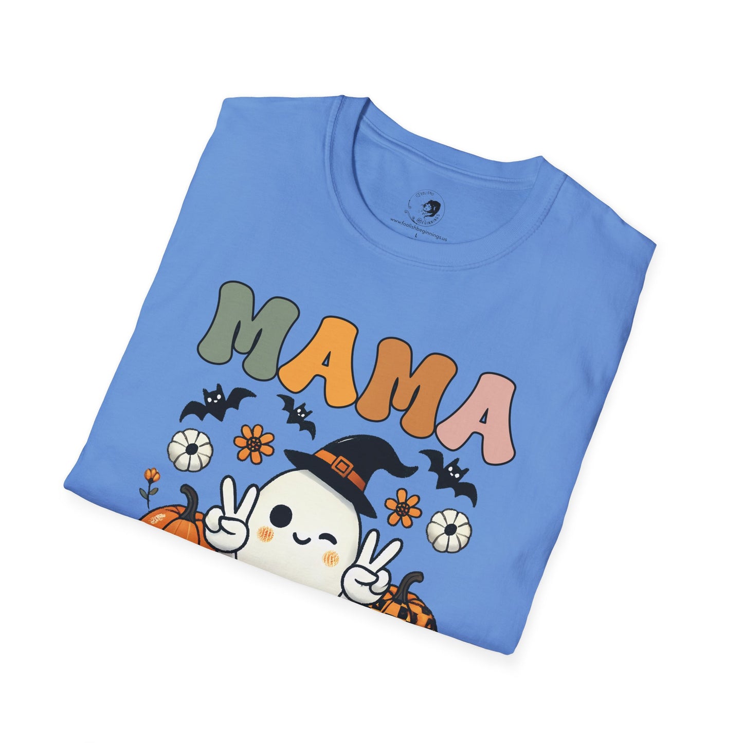 Mama with Ghost and Pumpkins - Mama Dearest Collection Unisex Softstyle Shirt