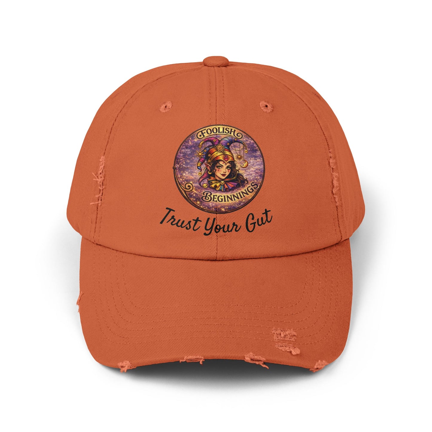 Unisex Distressed Cap - Foolish Beginnings "Trust Your Gut" Vintage Style