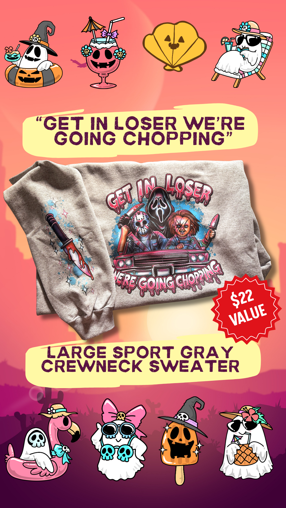 🌞 SUMMERWEEN👻 LARGE CREWNECK TIKTOK RAFFLE $2