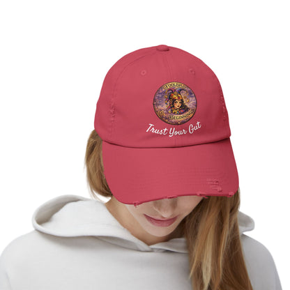 Unisex Distressed Cap - Foolish Beginnings "Trust Your Gut" Vintage Style
