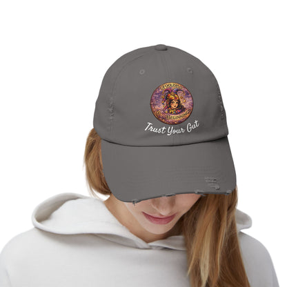 Unisex Distressed Cap - Foolish Beginnings "Trust Your Gut" Vintage Style