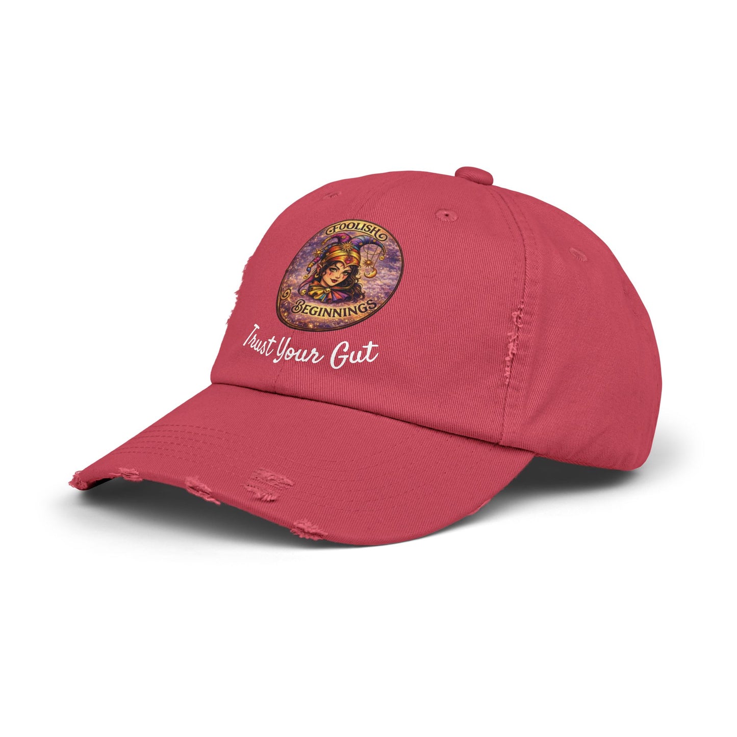 Unisex Distressed Cap - Foolish Beginnings "Trust Your Gut" Vintage Style