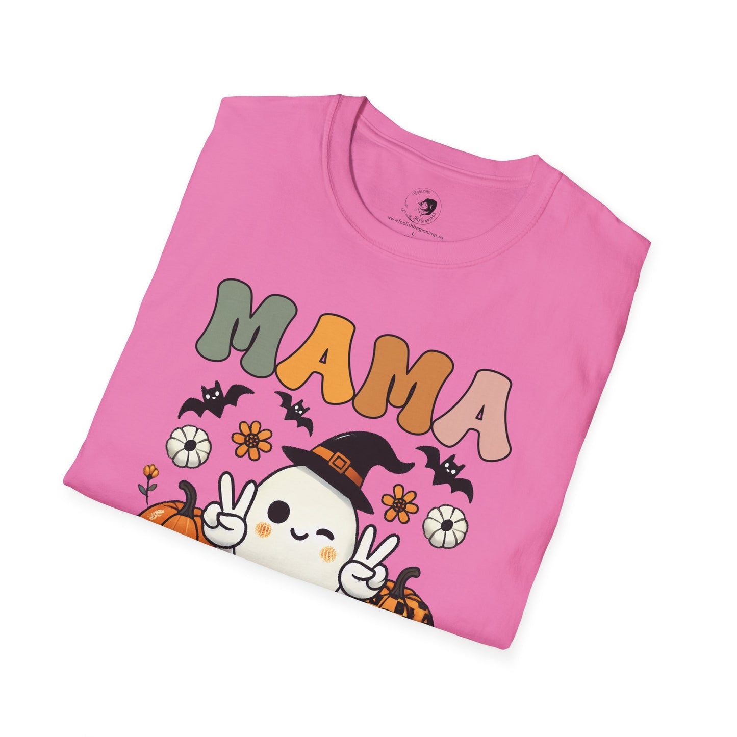 Mama with Ghost and Pumpkins - Mama Dearest Collection Unisex Softstyle Shirt
