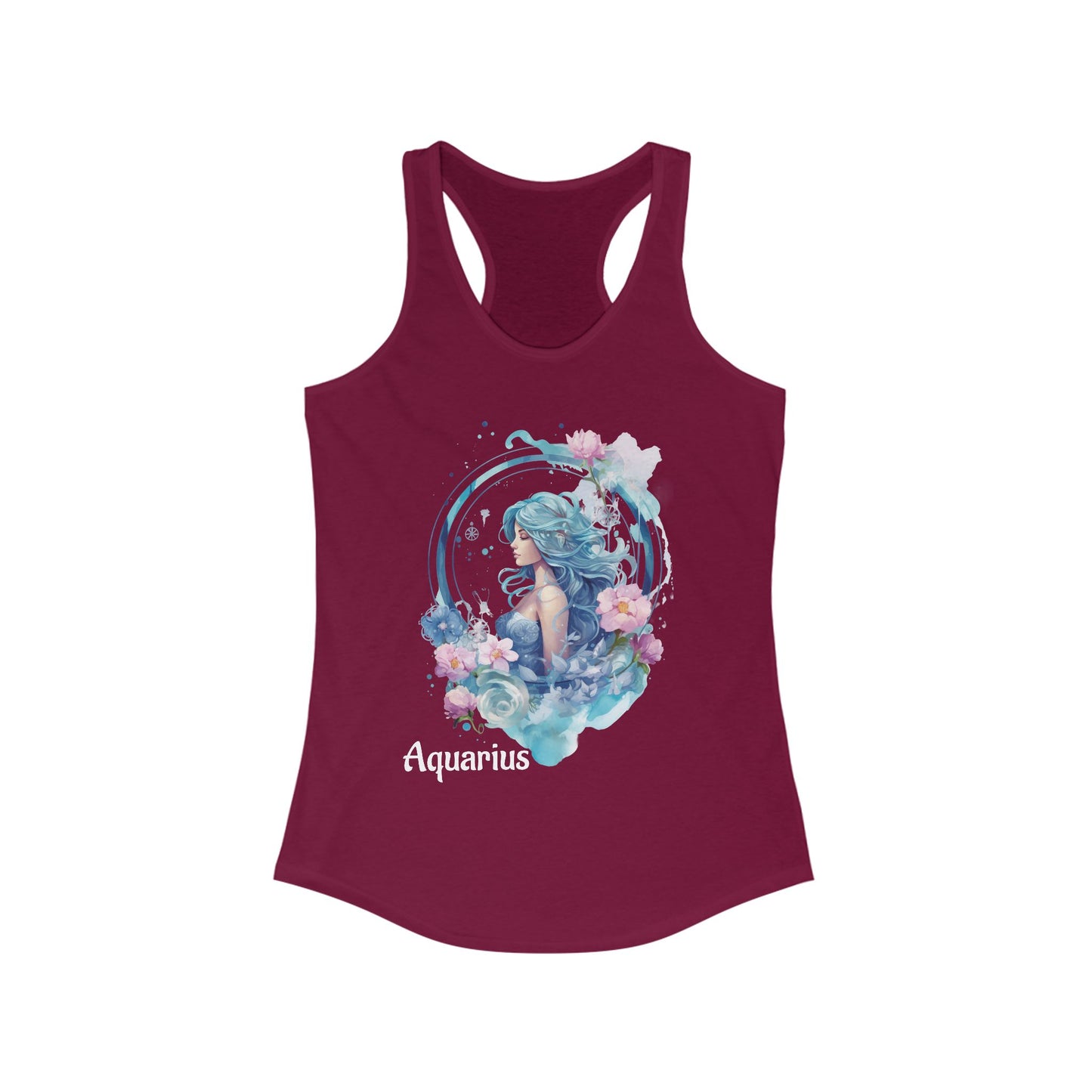 🌻 ♒ Floral AQUARIUS Watercolor Racerback Tank