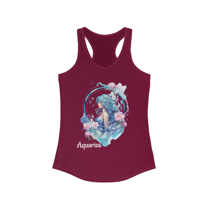 🌻 ♒ Floral AQUARIUS Watercolor Racerback Tank