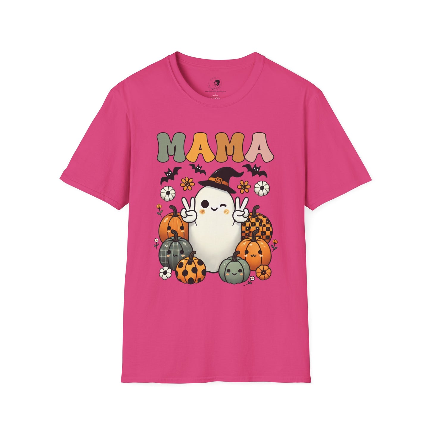Mama with Ghost and Pumpkins - Mama Dearest Collection Unisex Softstyle Shirt