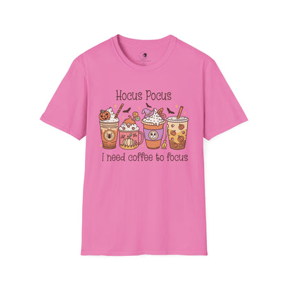Hocus Pocus I Need COFFEE To Focus - Unisex Softstyle Shirt for the Soft Spookster