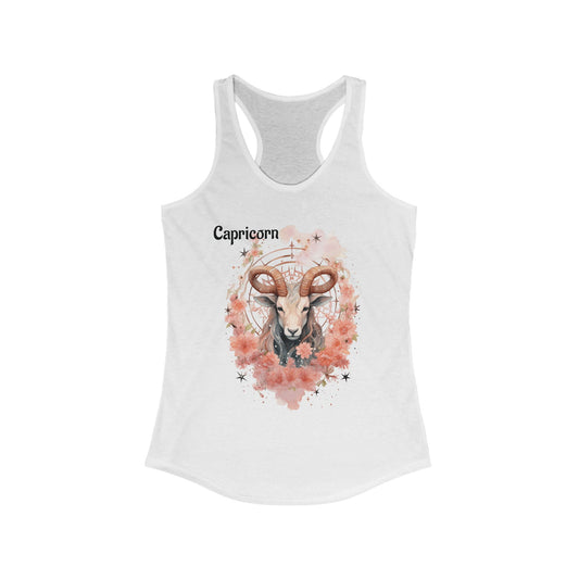 🌷♑ Floral CAPRICORN Watercolor Racerback Tank