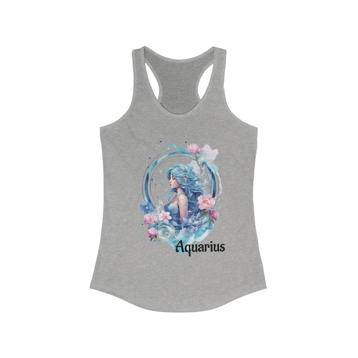 🌻 ♒ Floral AQUARIUS Watercolor Racerback Tank