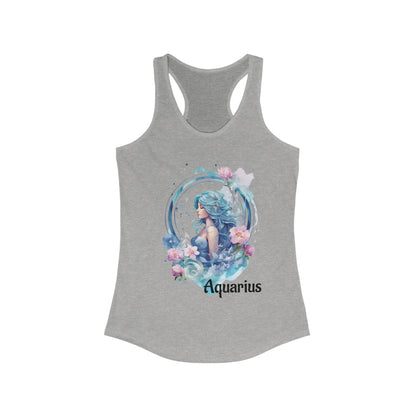 🌻 ♒ Floral AQUARIUS Watercolor Racerback Tank
