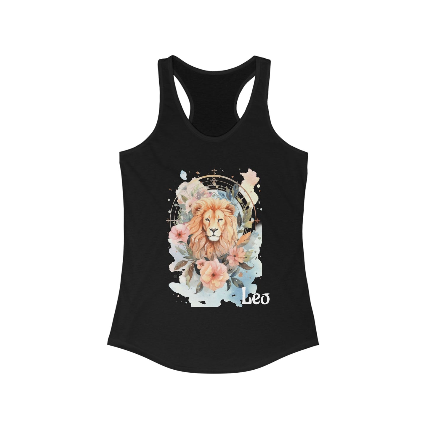 🌸♌ Floral LEO Watercolor Racerback Tank