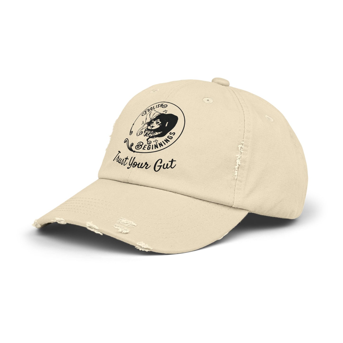 Unisex Distressed Cap - Foolish Beginnings "Trust Your Gut" Vintage Style