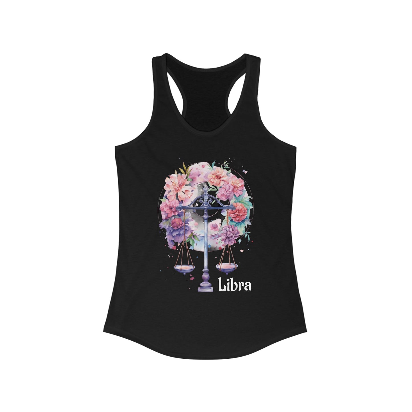 🌻  ♎  Floral LIBRA Watercolor Racerback Tank