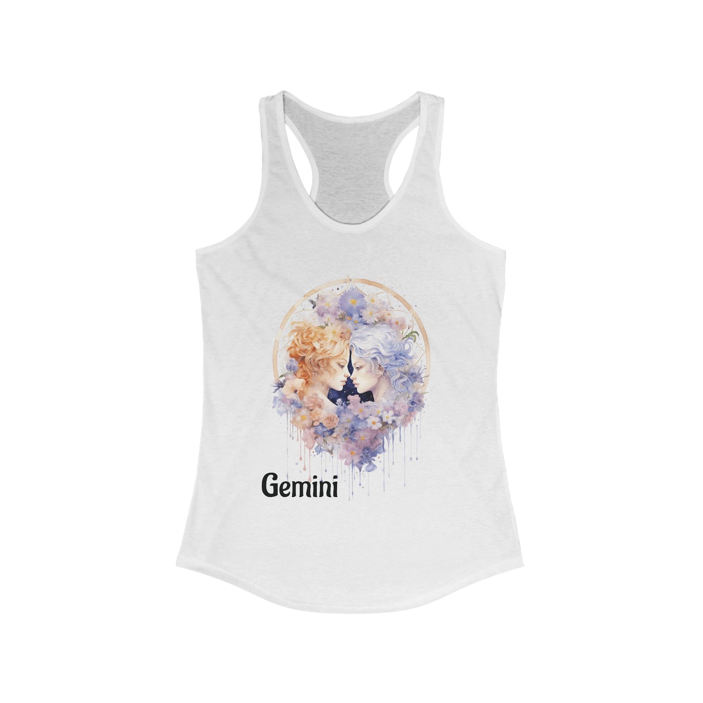 🌼 ♊  Floral GEMINI Watercolor Racerback Tank