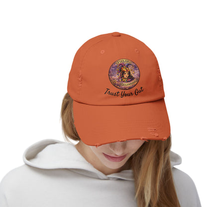 Unisex Distressed Cap - Foolish Beginnings "Trust Your Gut" Vintage Style